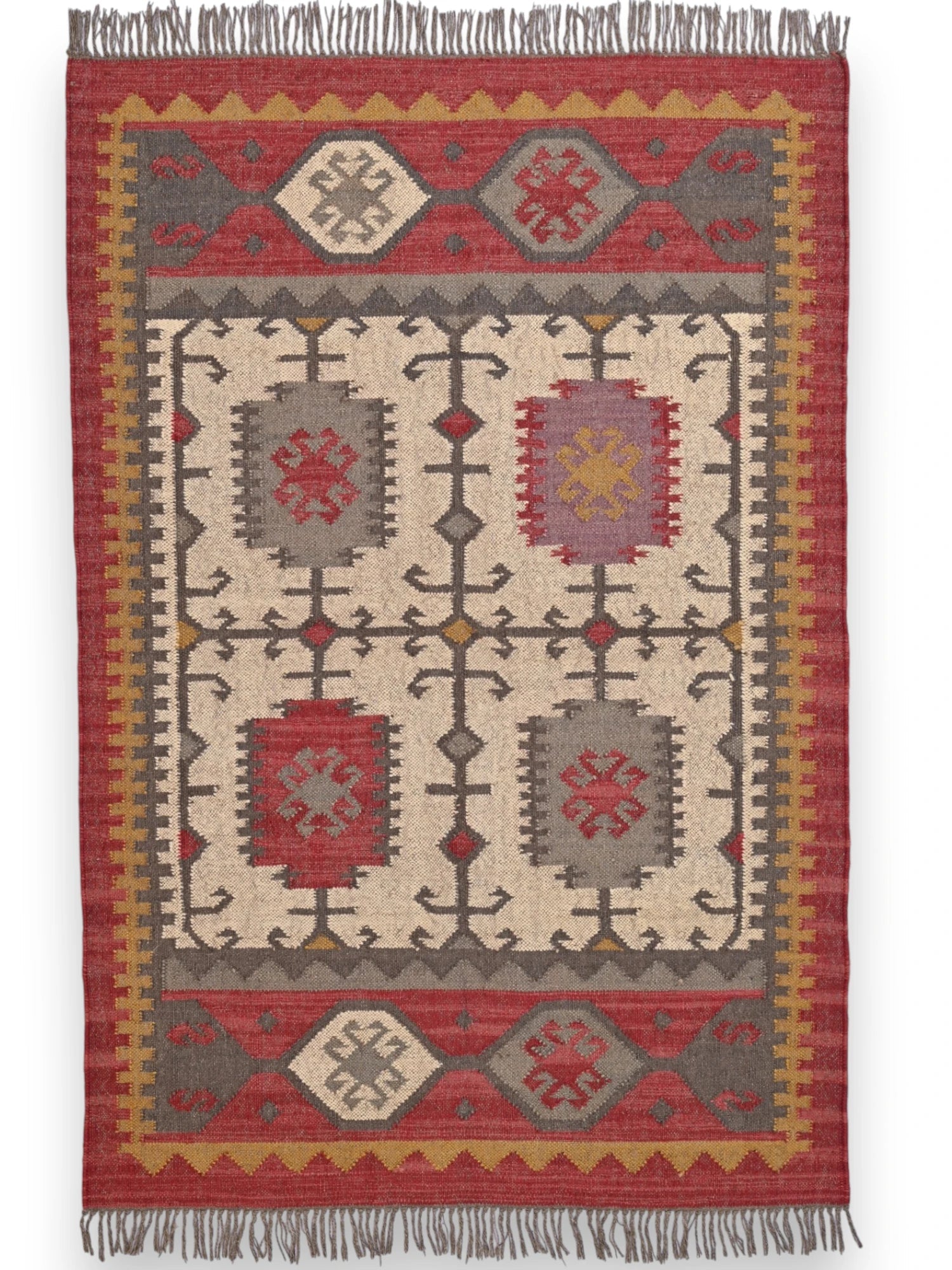 alfombras kililm pasillo 120x180 multicolor necha a mano en fibras naturales
