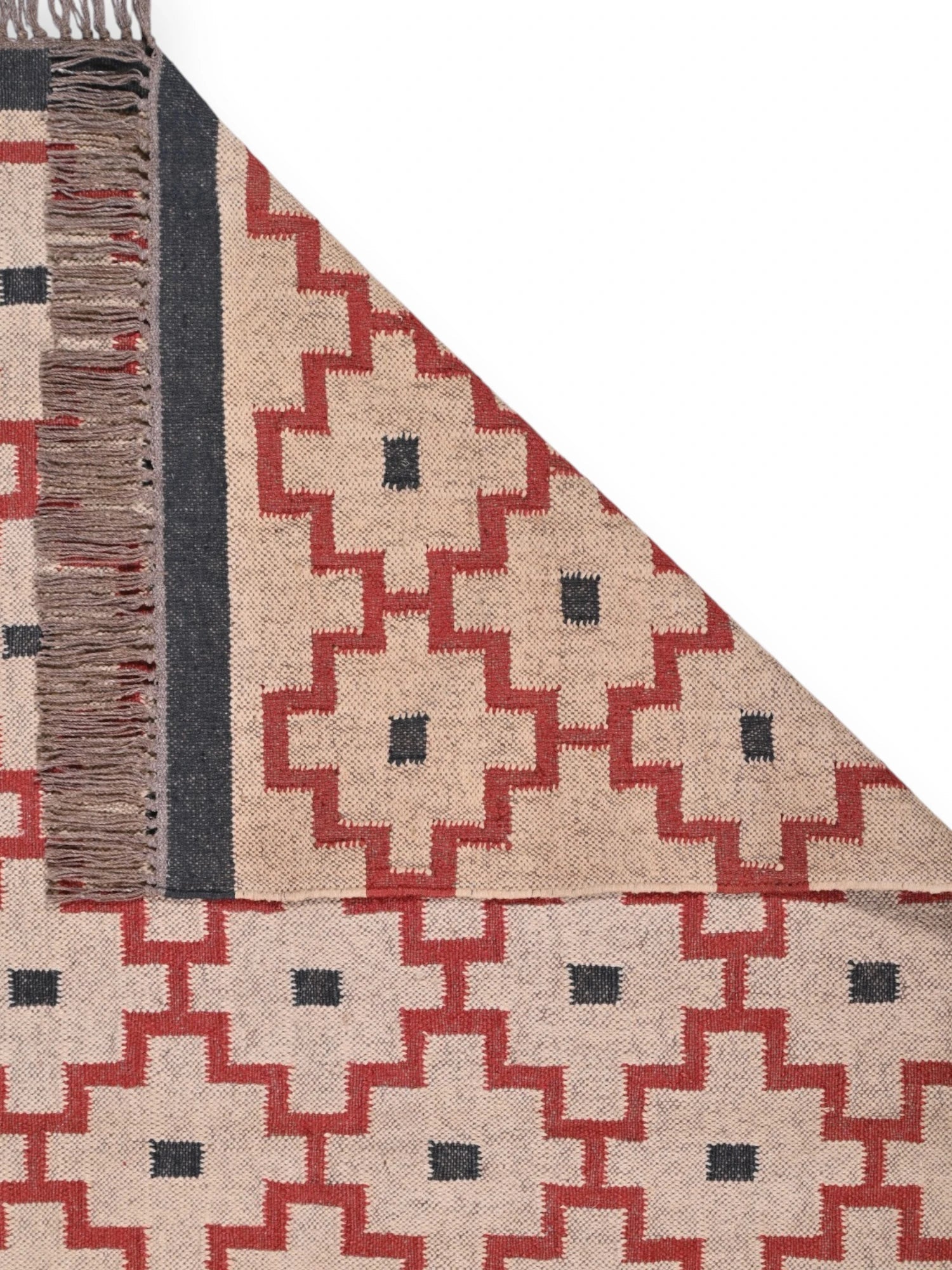 Detalle de alfombras kililm pasillo 120x180 multicolor necha a mano en fibras naturales