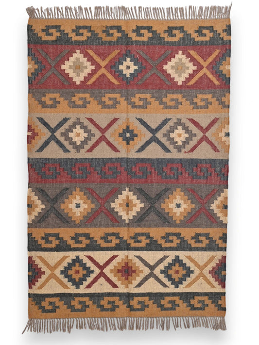 alfombras kilim pasillo 120x80 multicolor hecha a mano en fibras naturales