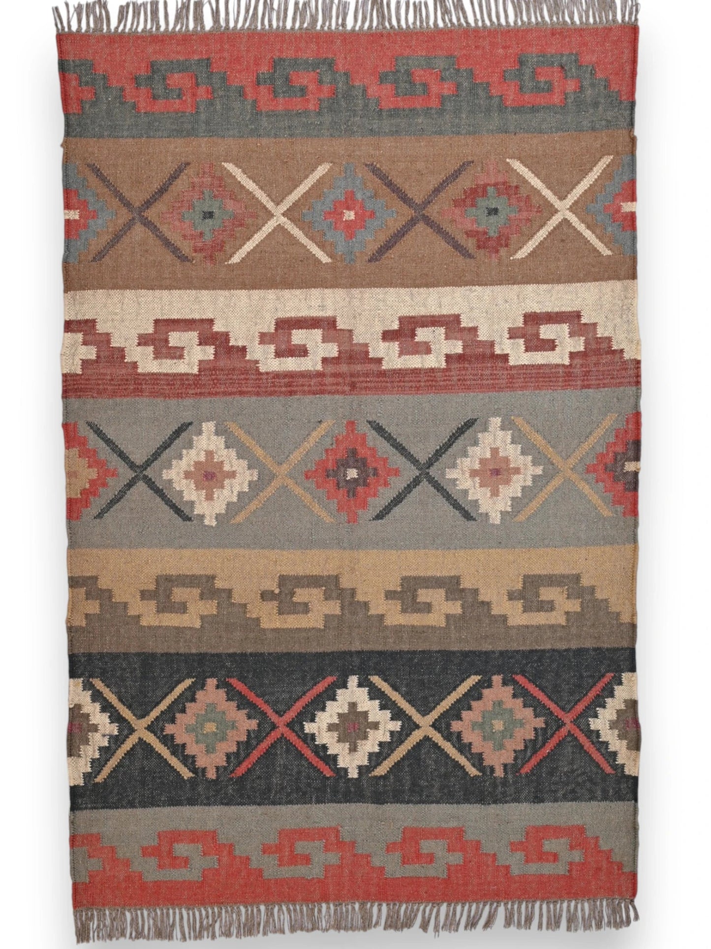 alfombras kililm pasillo 120x180 multicolor necha a mano en fibras naturales