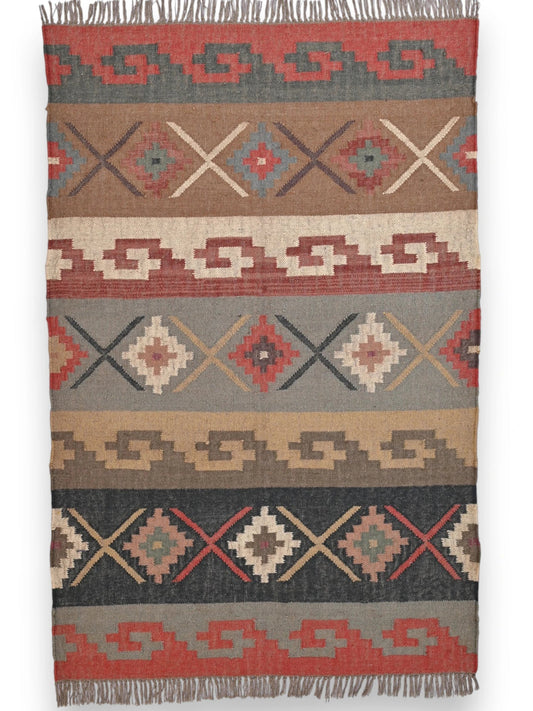 alfombras kililm pasillo 120x180 multicolor necha a mano en fibras naturales
