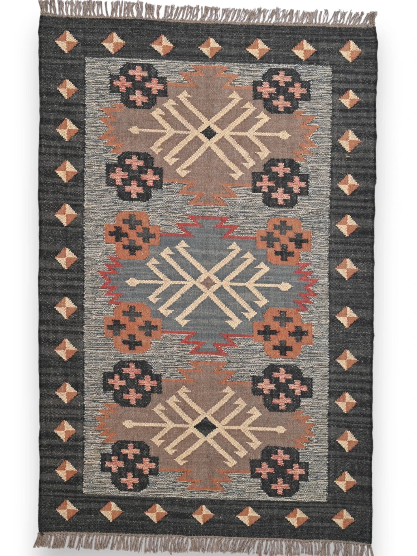 alfombras kililm pasillo 120x180 multicolor necha a mano en fibras naturales