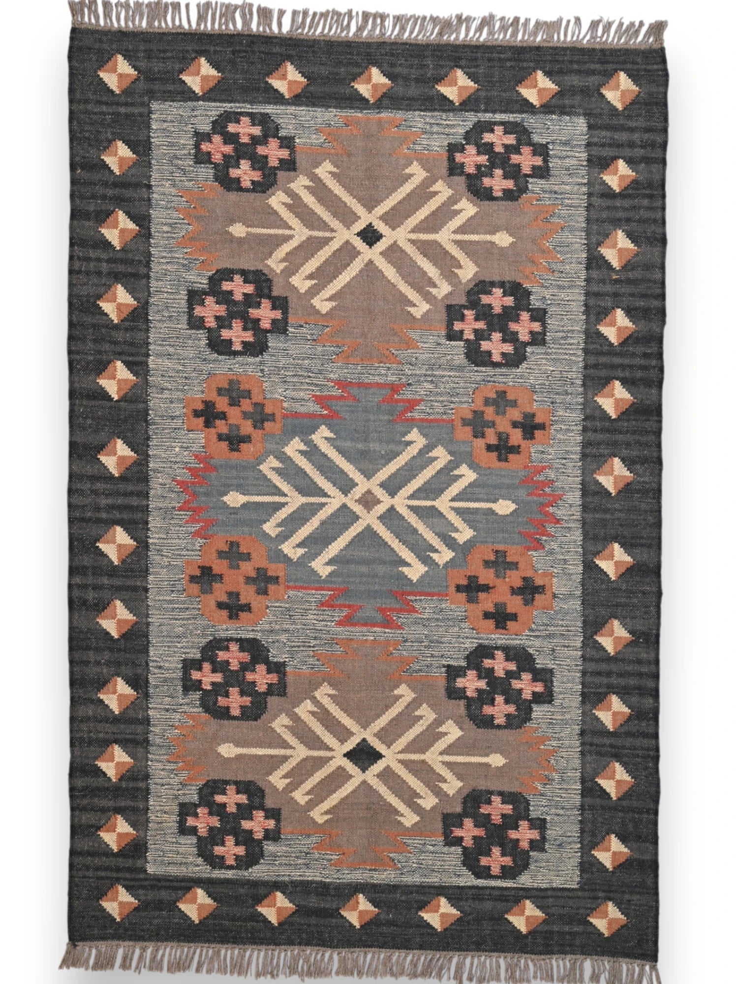 alfombras kililm pasillo 120x180 multicolor necha a mano en fibras naturales
