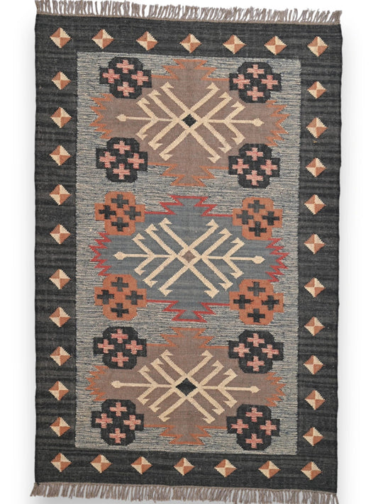 alfombras kililm pasillo 120x180 multicolor necha a mano en fibras naturales
