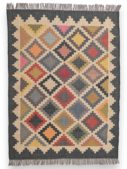 alfombras kililm pasillo 60x90 multicolor necha a mano en fibras naturales