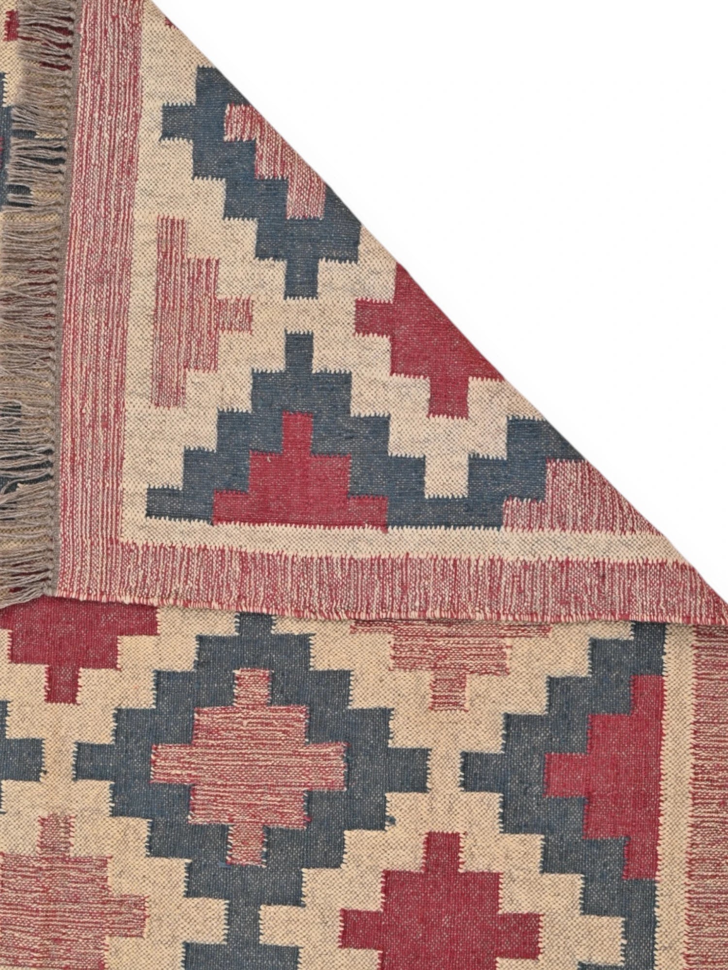 Detalle de alfombras kililm pasillo 150x210 multicolor necha a mano en fibras naturales