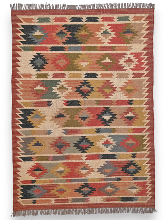 alfombras kililm pasillo 150x210 multicolor necha a mano en fibras naturales