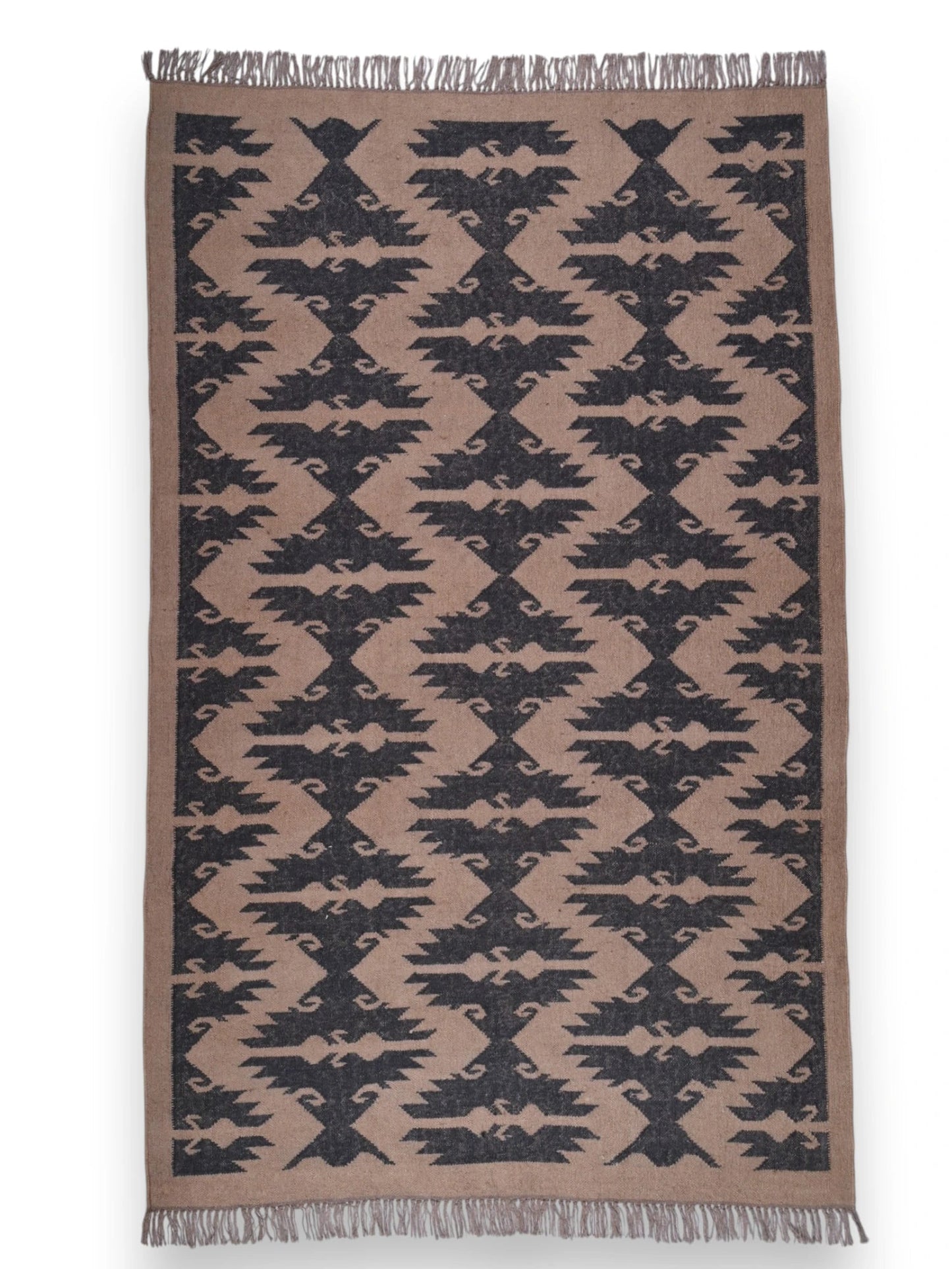 alfombras kililm pasillo 150x240   beige negro necha a mano en fibras naturales