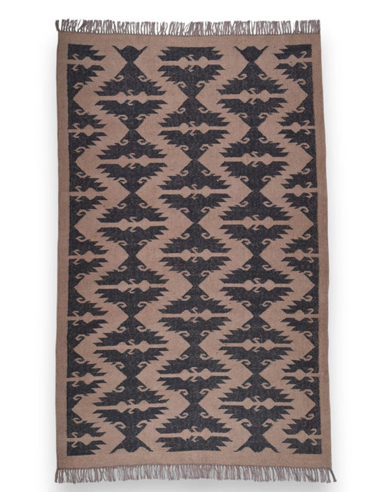 alfombras kililm pasillo 150x240   beige negro necha a mano en fibras naturales