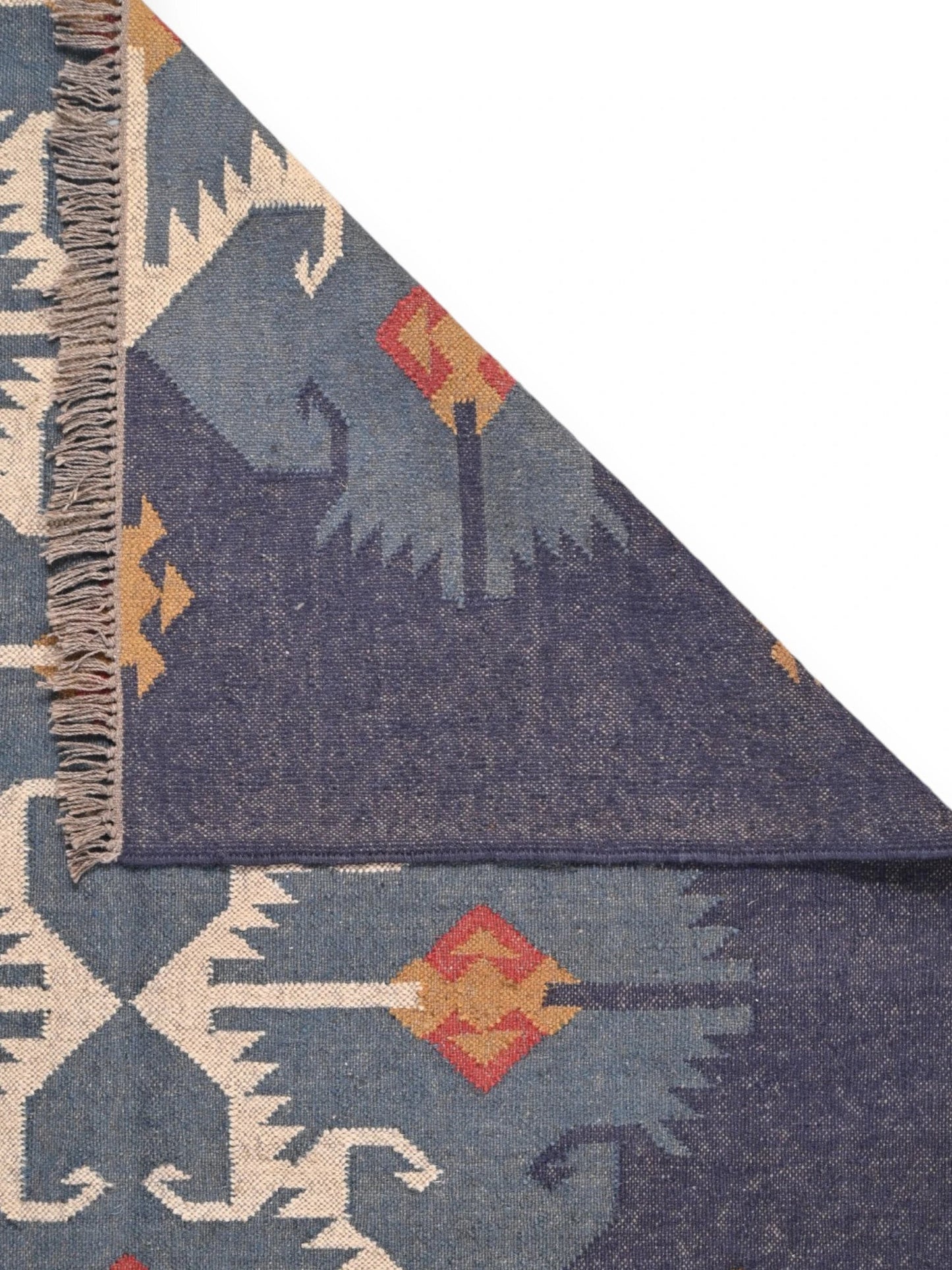 Detalle de alfombras kililm pasillo 150x240 multicolor necha a mano en fibras naturales