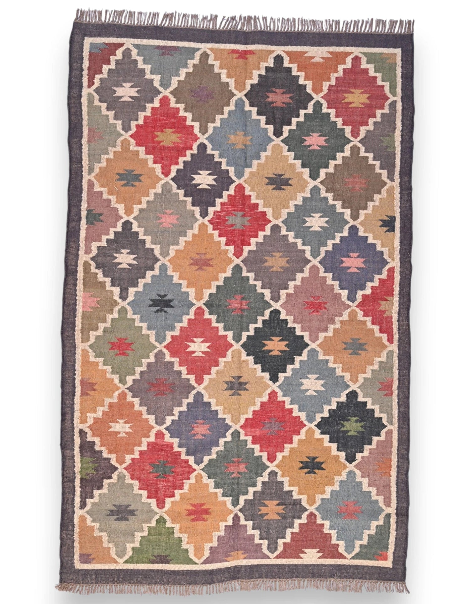 alfombras kililm pasillo 150x240 multicolor necha a mano en fibras naturales