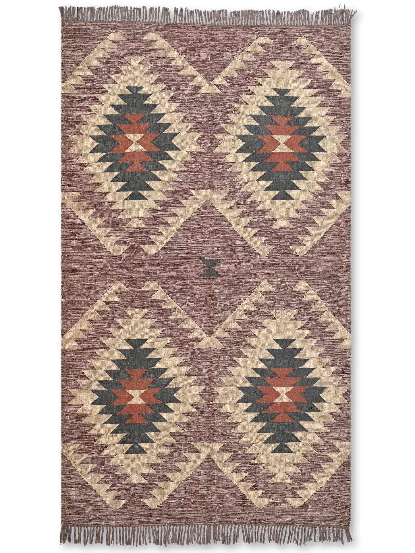 alfombras kililm pasillo 120x180marrón rojo necha a mano en fibras naturales