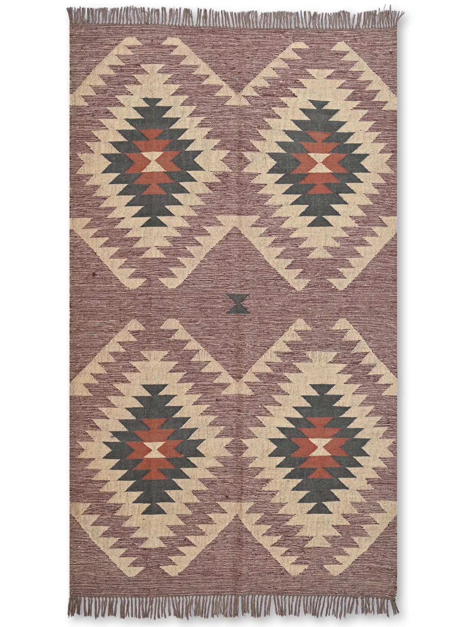 alfombras kililm pasillo 120x180marrón rojo necha a mano en fibras naturales