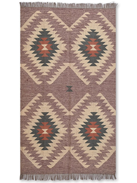 alfombras kililm pasillo 120x180marrón rojo necha a mano en fibras naturales