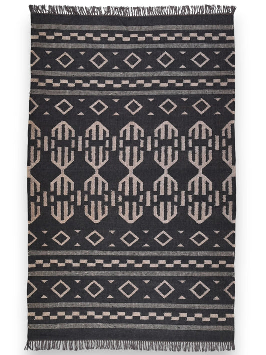 alfombras kililm pasillo 150x240  negro necha a mano en fibras naturales