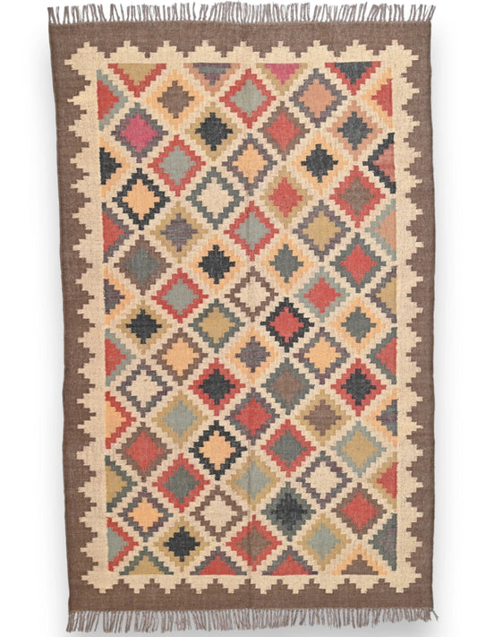 alfombras kililm pasillo 150x240 multicolor necha a mano en fibras naturales