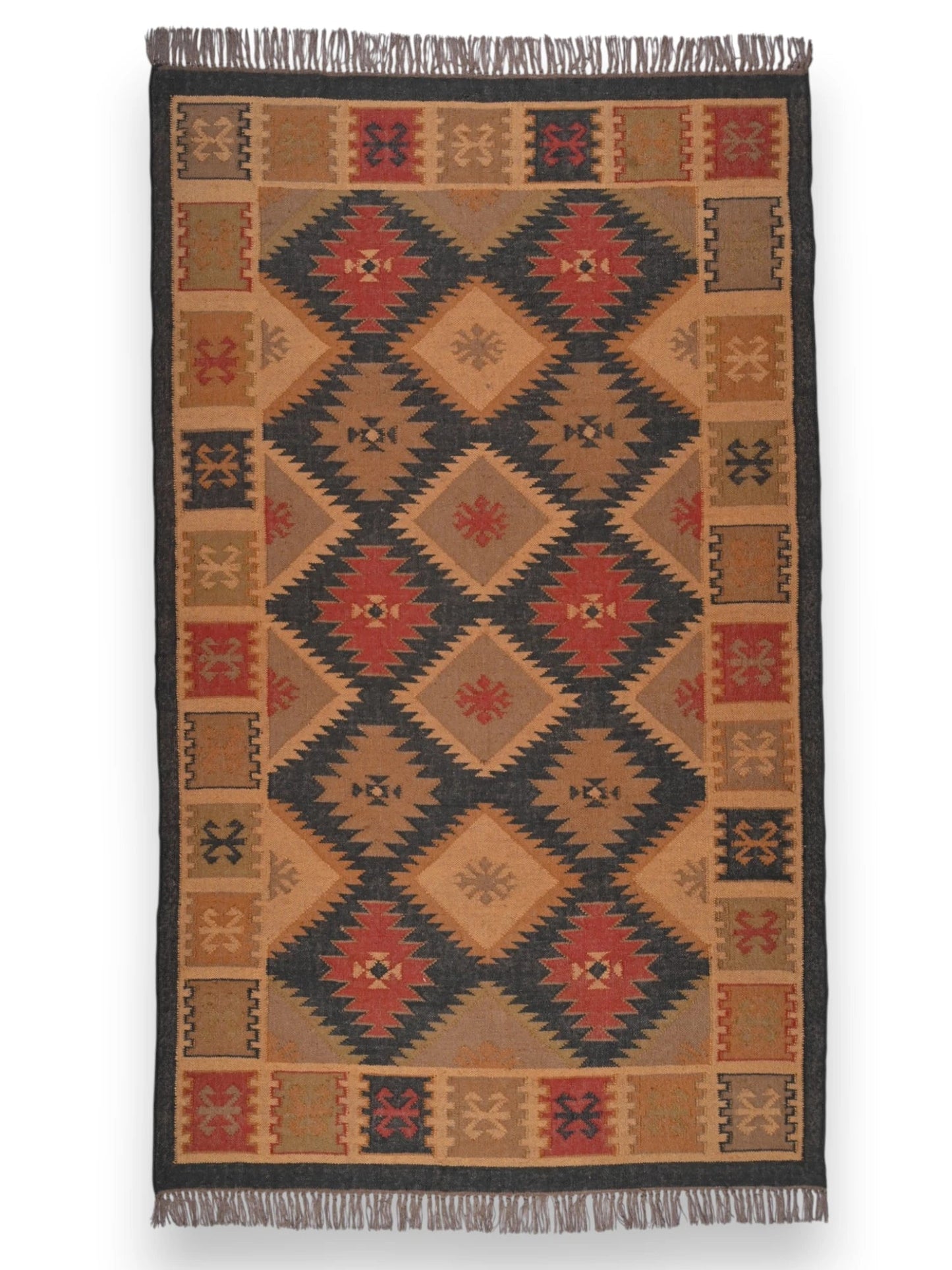 alfombras kililm pasillo 150x240  multicolor necha a mano en fibras naturales