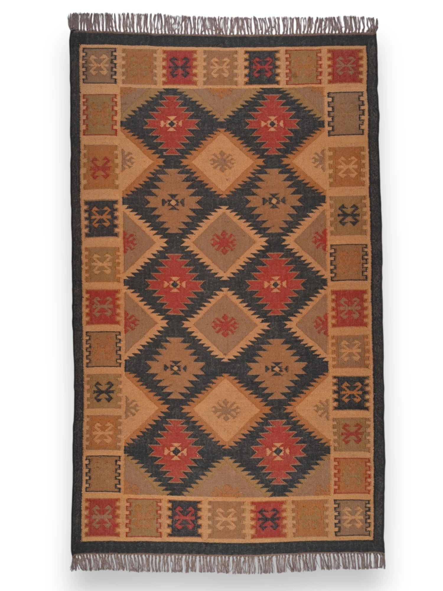 alfombras kililm pasillo 150x240  multicolor necha a mano en fibras naturales