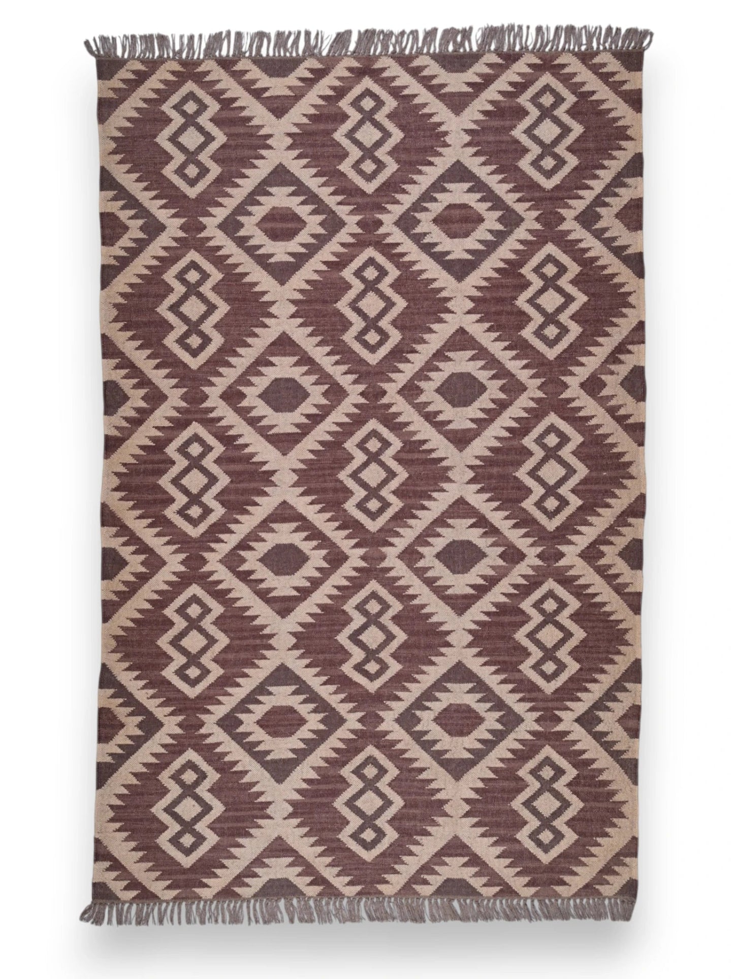 alfombras kililm pasillo 150x240  marrón necha a mano en fibras naturales