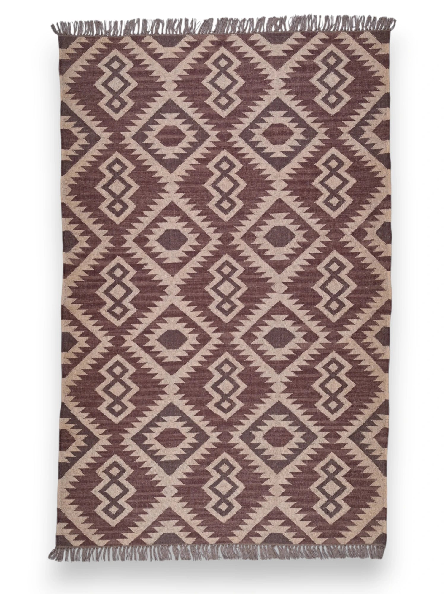alfombras kililm pasillo 150x240  marrón necha a mano en fibras naturales