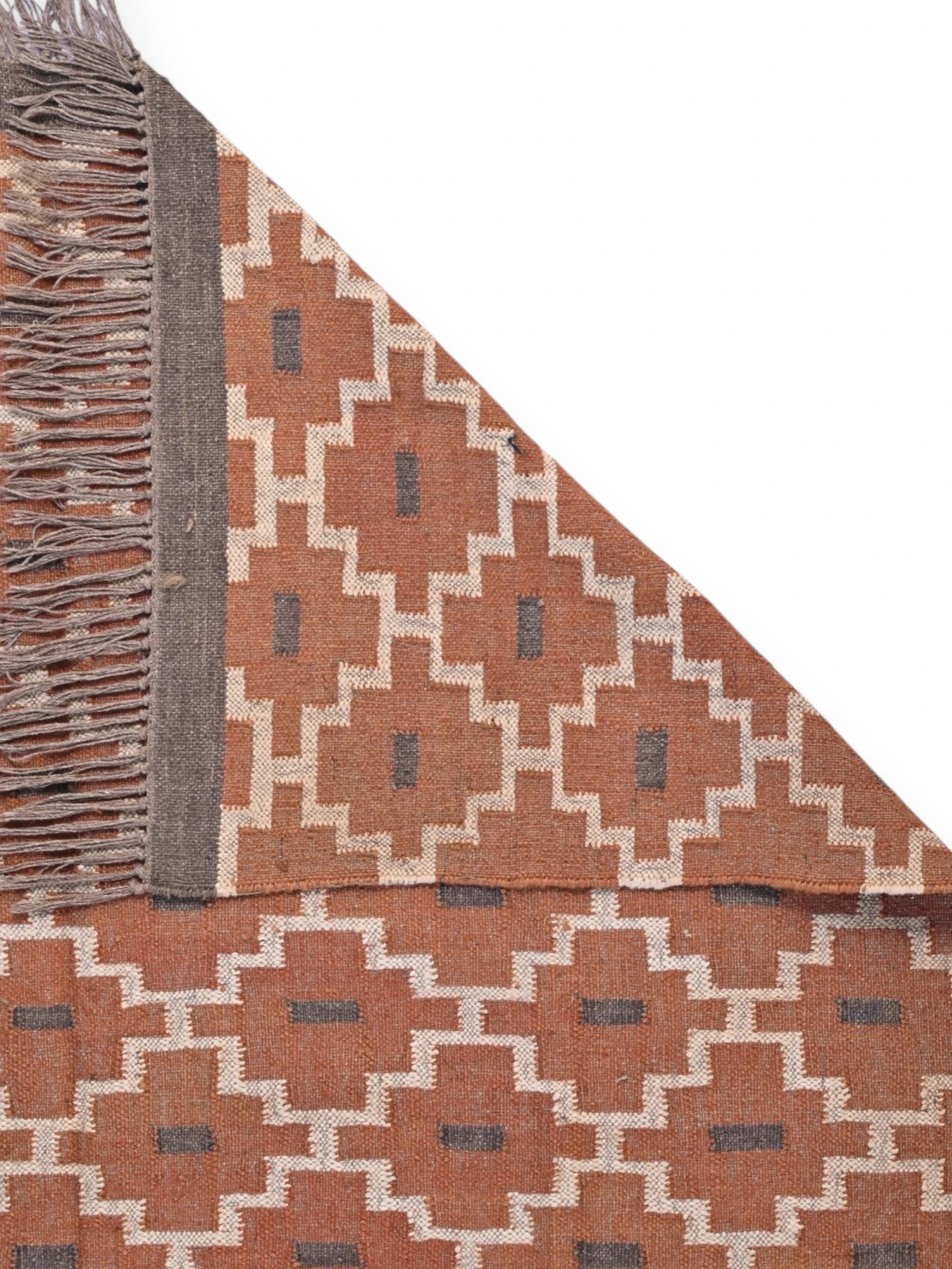 Detalle de alfombras kililm pasillo 150x240 multicolor necha a mano en fibras naturales
