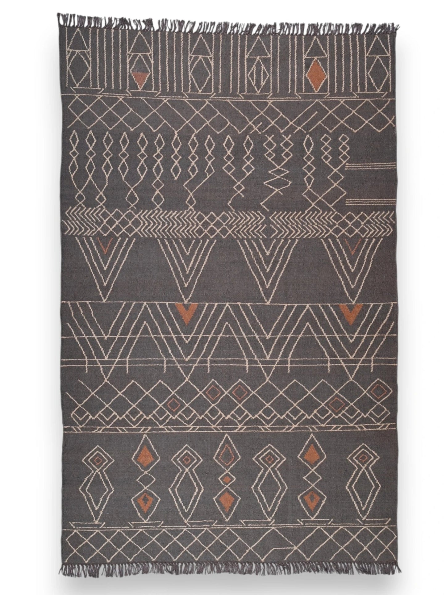 alfombras kililm pasillo 150x240  negro necha a mano en fibras naturales
