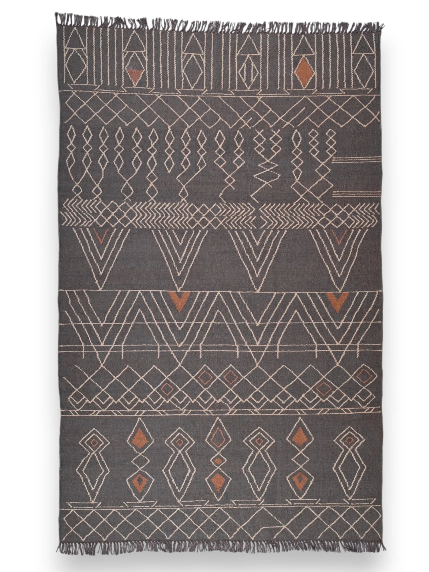 alfombras kililm pasillo 150x240  negro necha a mano en fibras naturales
