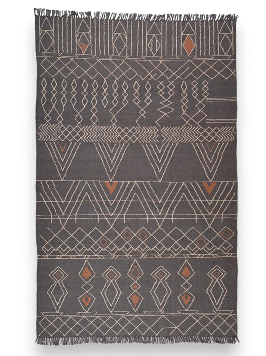 alfombras kililm pasillo 150x240  negro necha a mano en fibras naturales
