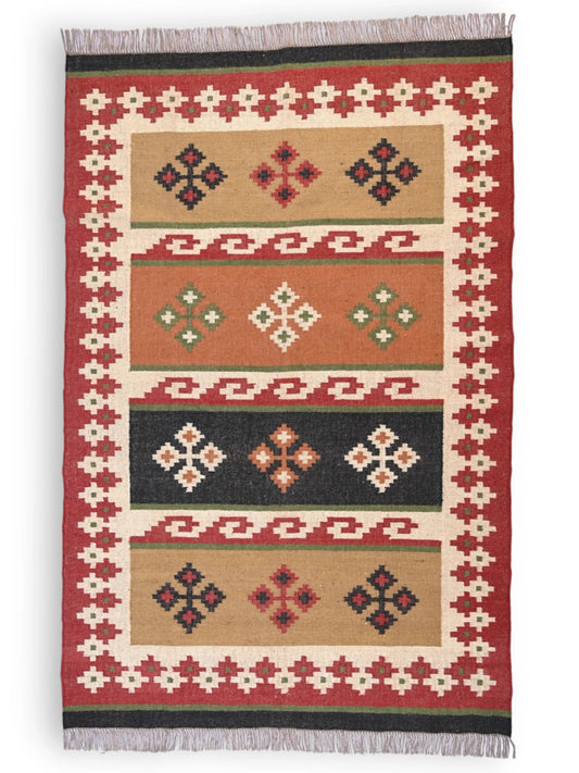 alfombras kililm pasillo 180x270 multicolor necha a mano en fibras naturales
