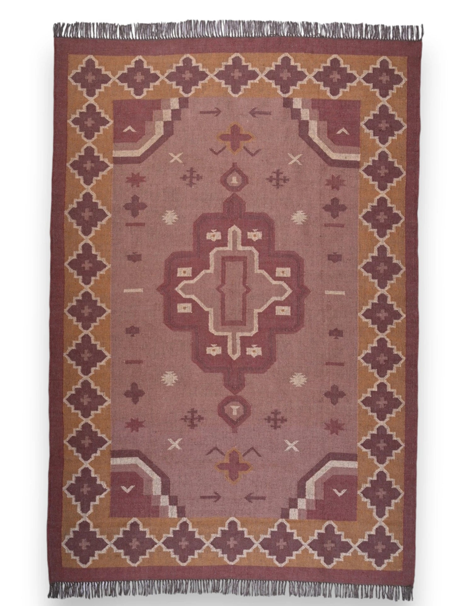 alfombras kilim pasillo 180x270 marrón hecha a mano en fibras naturales
