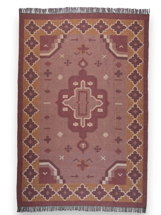 alfombras kilim pasillo 180x270 marrón hecha a mano en fibras naturales
