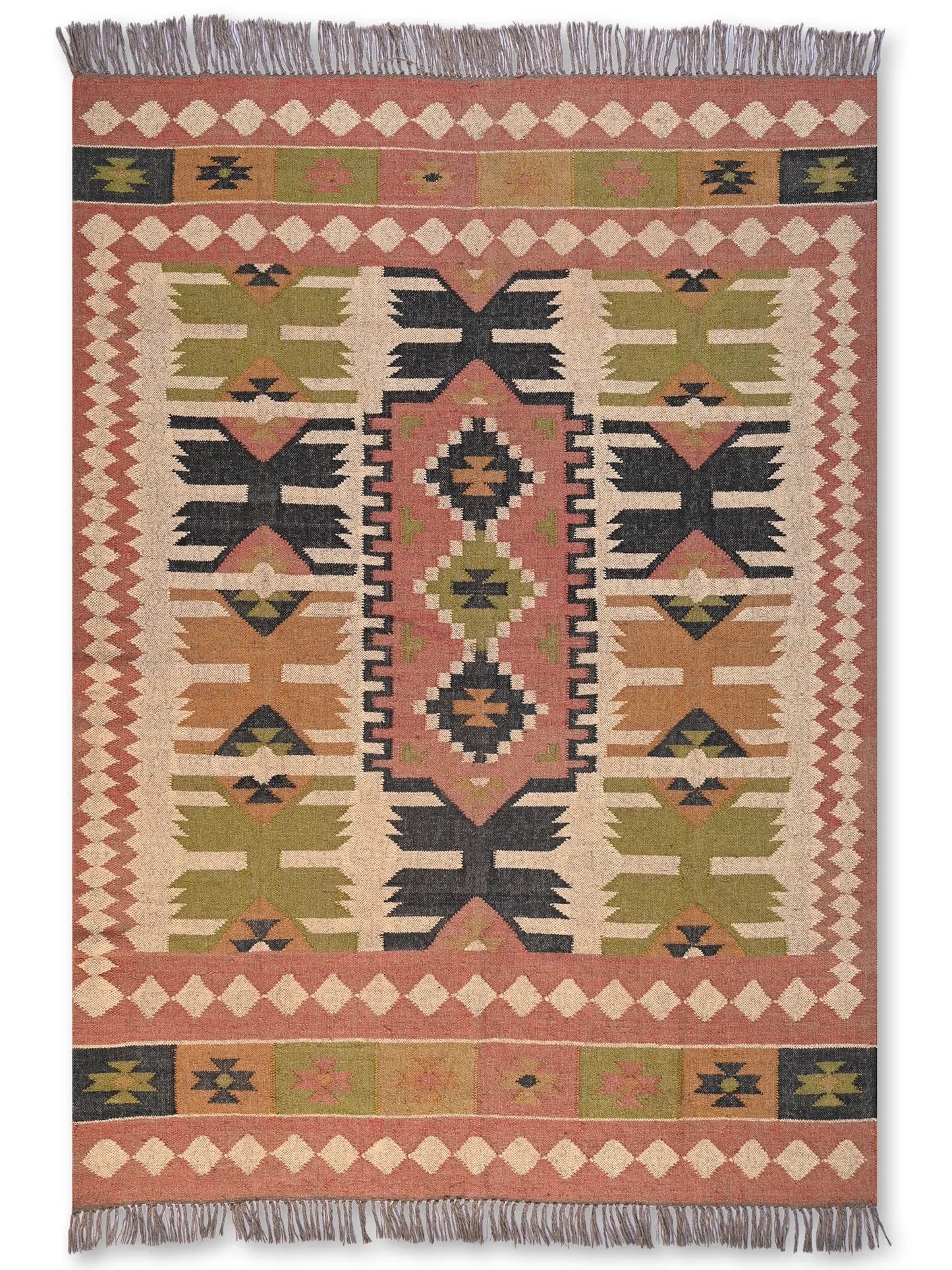 alfombras kililm pasillo 180x270 multicolor necha a mano en fibras naturales