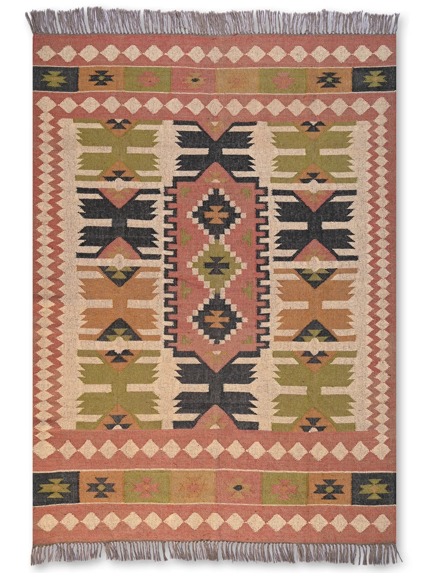alfombras kililm pasillo 180x270 multicolor necha a mano en fibras naturales