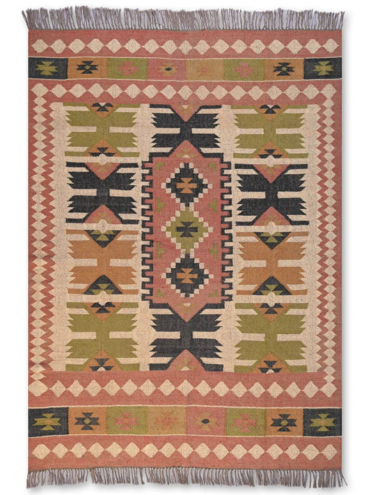 alfombras kililm pasillo 180x270 multicolor necha a mano en fibras naturales