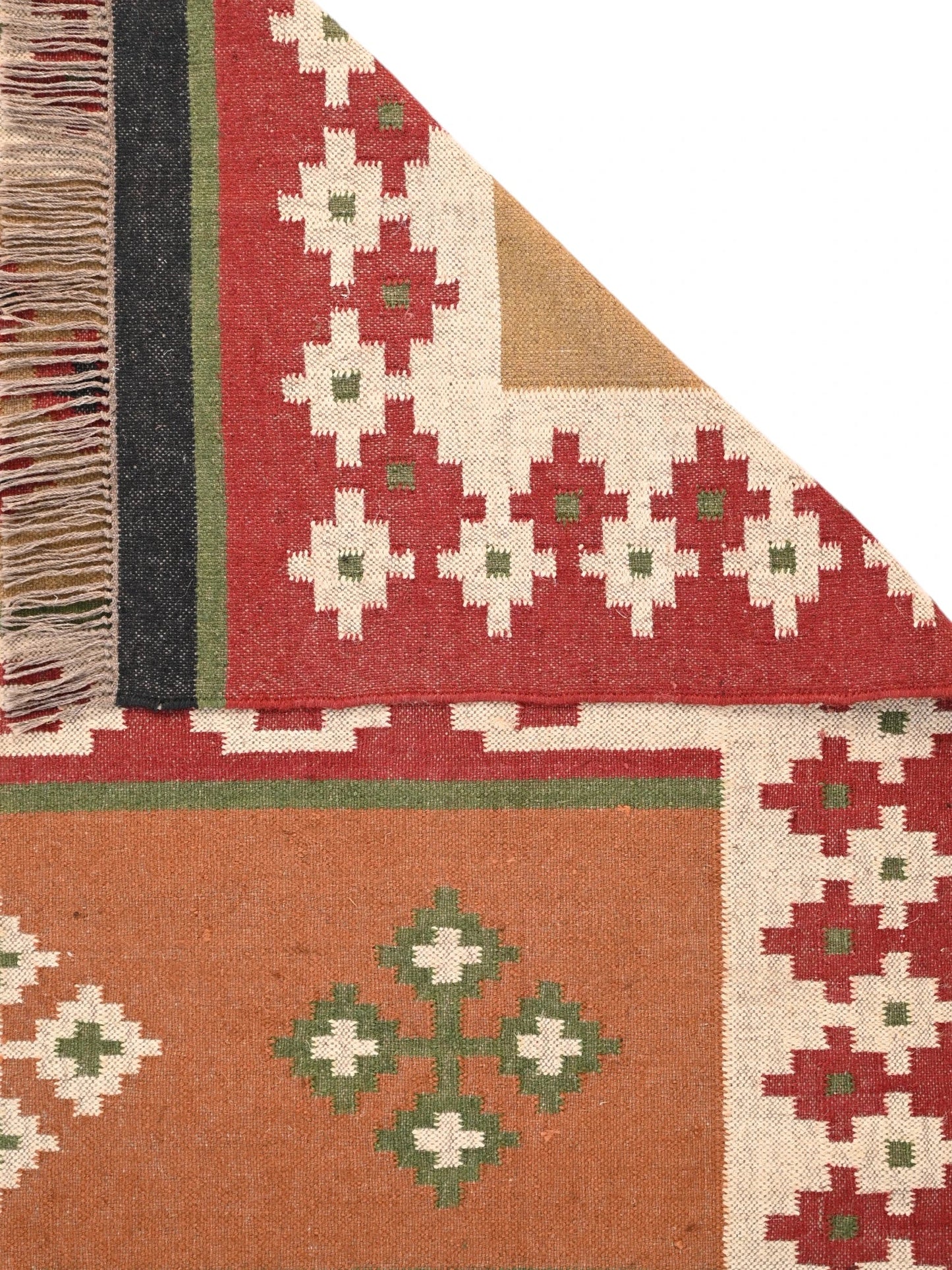 Detalle de alfombras kililm pasillo 180x270  multicolor necha a mano en fibras naturales