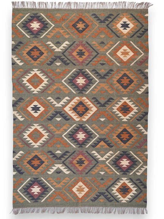 alfombras kililm pasillo 180x270 multicolor necha a mano en fibras naturales


