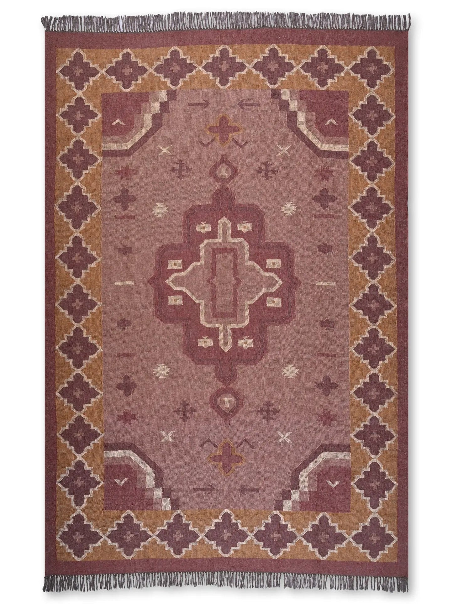 alfombras kilim pasillo 180x270 marrón hecha a mano en fibras naturales
