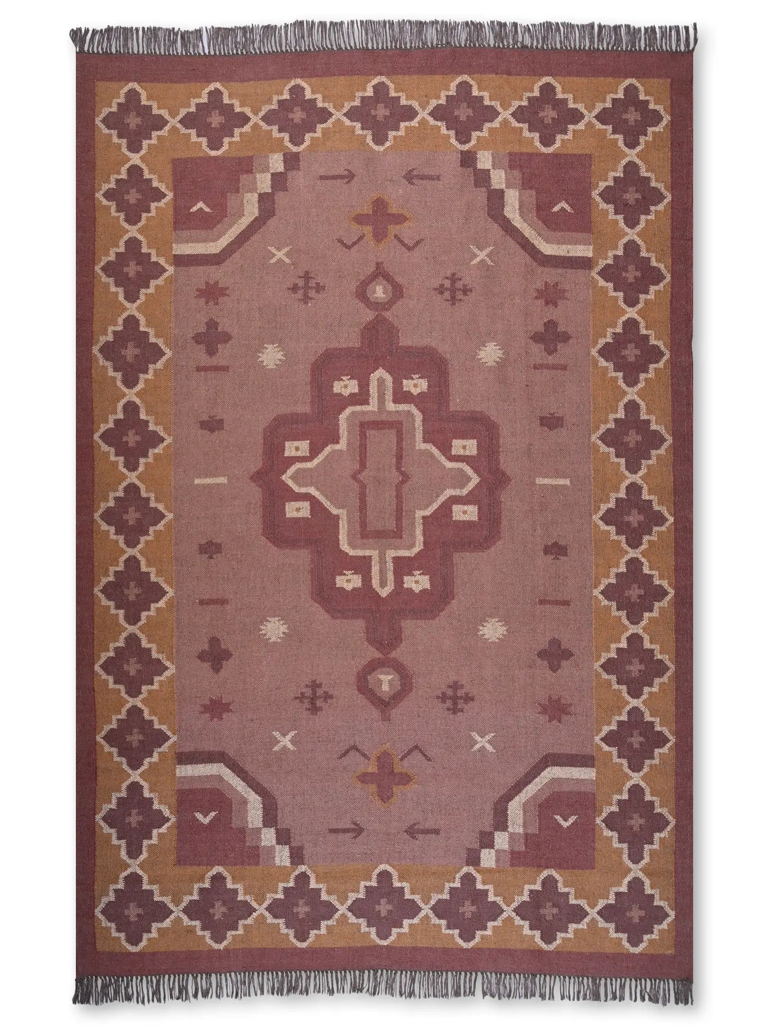 alfombras kilim pasillo 180x270 marrón hecha a mano en fibras naturales
