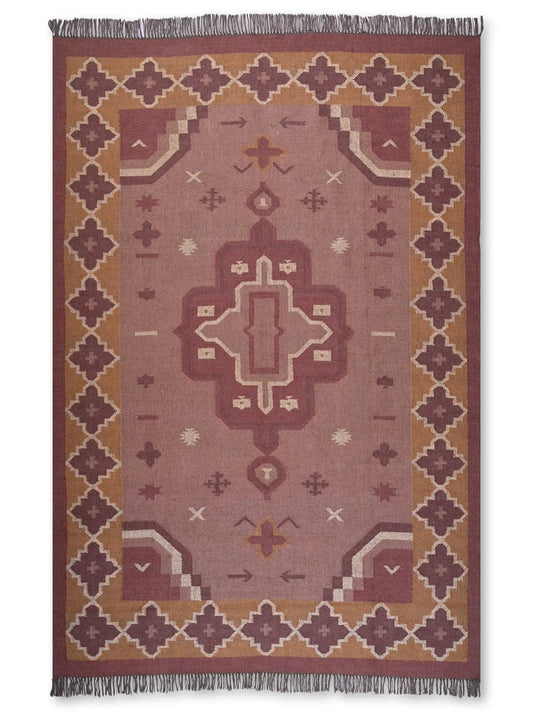 alfombras kilim pasillo 180x270 marrón hecha a mano en fibras naturales
