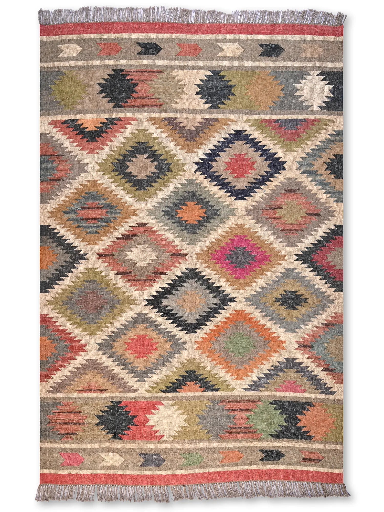 alfombras kililm pasillo 180x270 multicolor necha a mano en fibras naturales
