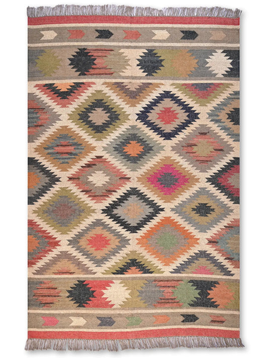 alfombras kililm pasillo 180x270 multicolor necha a mano en fibras naturales
