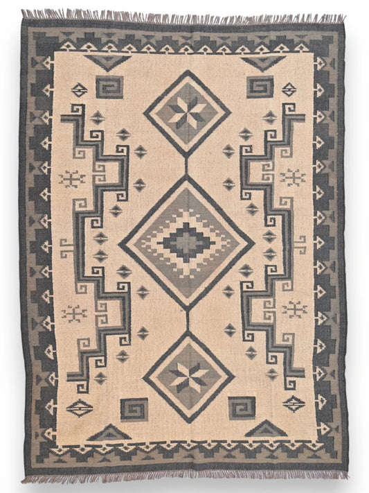 alfombras kililm pasillo  240x300  negro marrón necha a mano en fibras naturales
