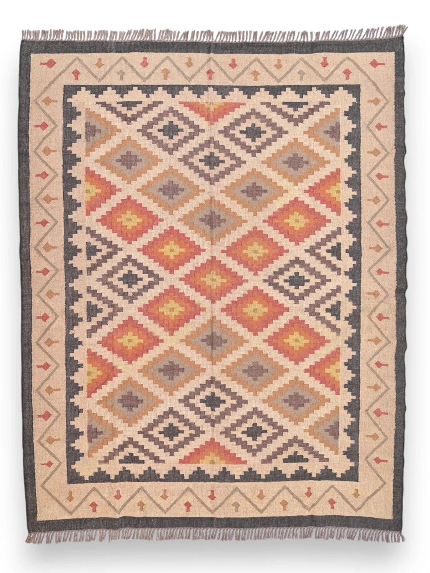 alfombras kililm pasillo  240x300  multicolor necha a mano en fibras naturales

