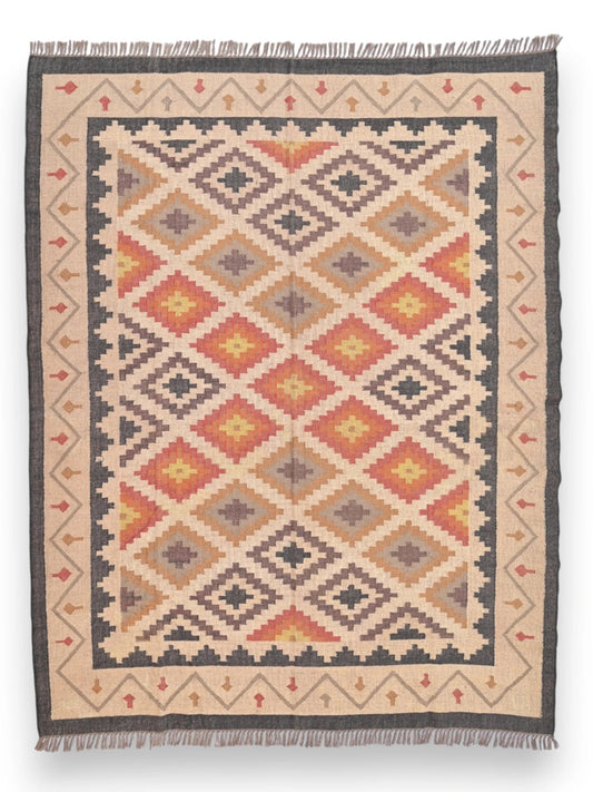 alfombras kililm pasillo  240x300  multicolor necha a mano en fibras naturales

