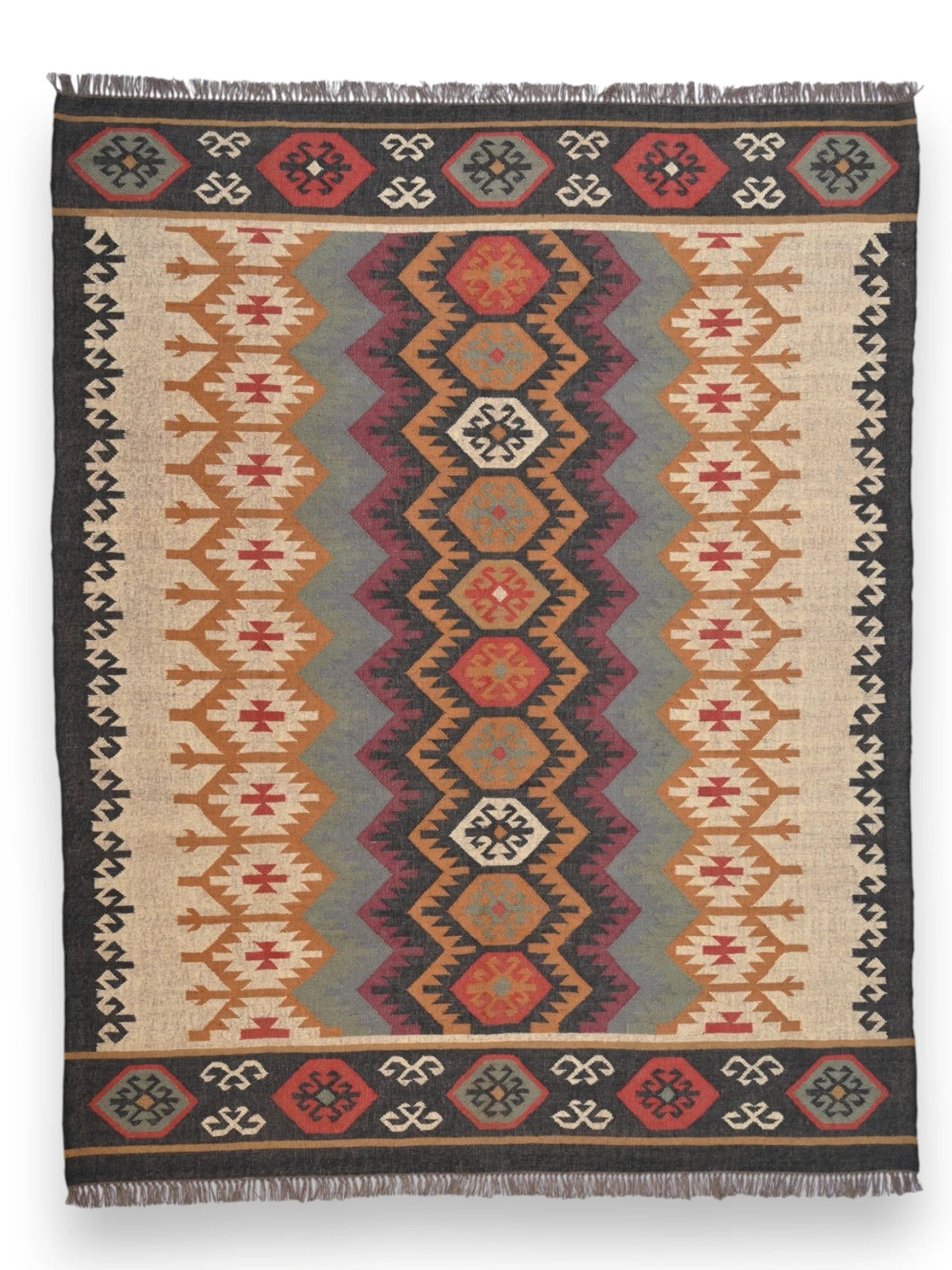 alfombras kililm pasillo  240x300  multicolor necha a mano en fibras naturales