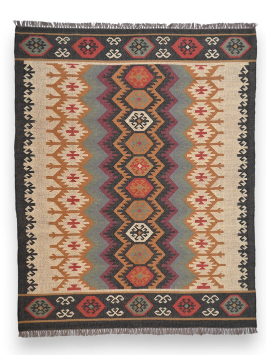 alfombras kililm pasillo  240x300  multicolor necha a mano en fibras naturales