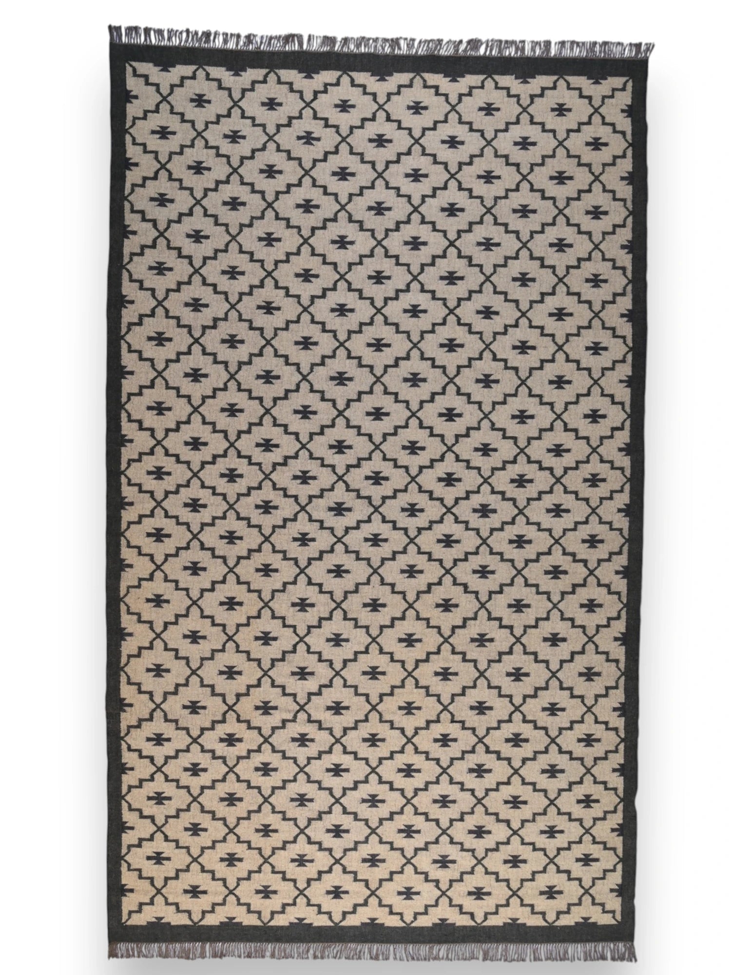 alfombras kililm pasillo 265x440  marrón negro necha a mano en fibras naturales
