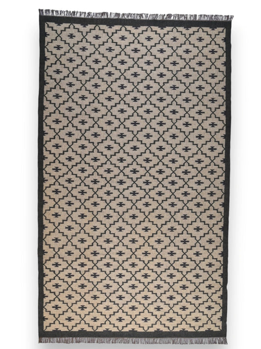 alfombras kililm pasillo 265x440  marrón negro necha a mano en fibras naturales
