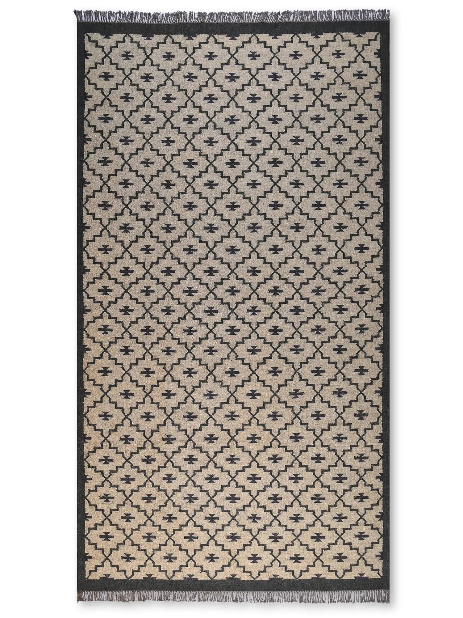 alfombras kililm pasillo 265x440  marrón negro necha a mano en fibras naturales
