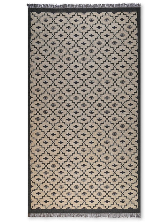 alfombras kililm pasillo 265x440  marrón negro necha a mano en fibras naturales
